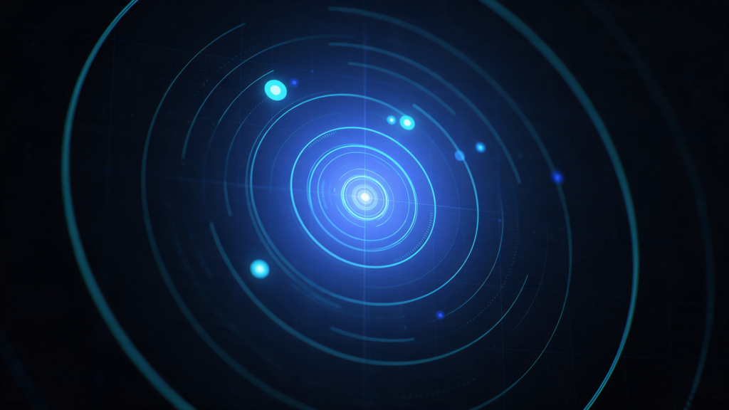 Cercles concentriques de type radar avec marqueurs de risques priorisés.