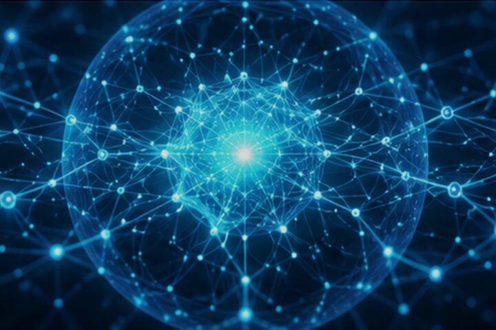 Maillage neuronal se resserrant vers un noyau sous enveloppe de contrôle.